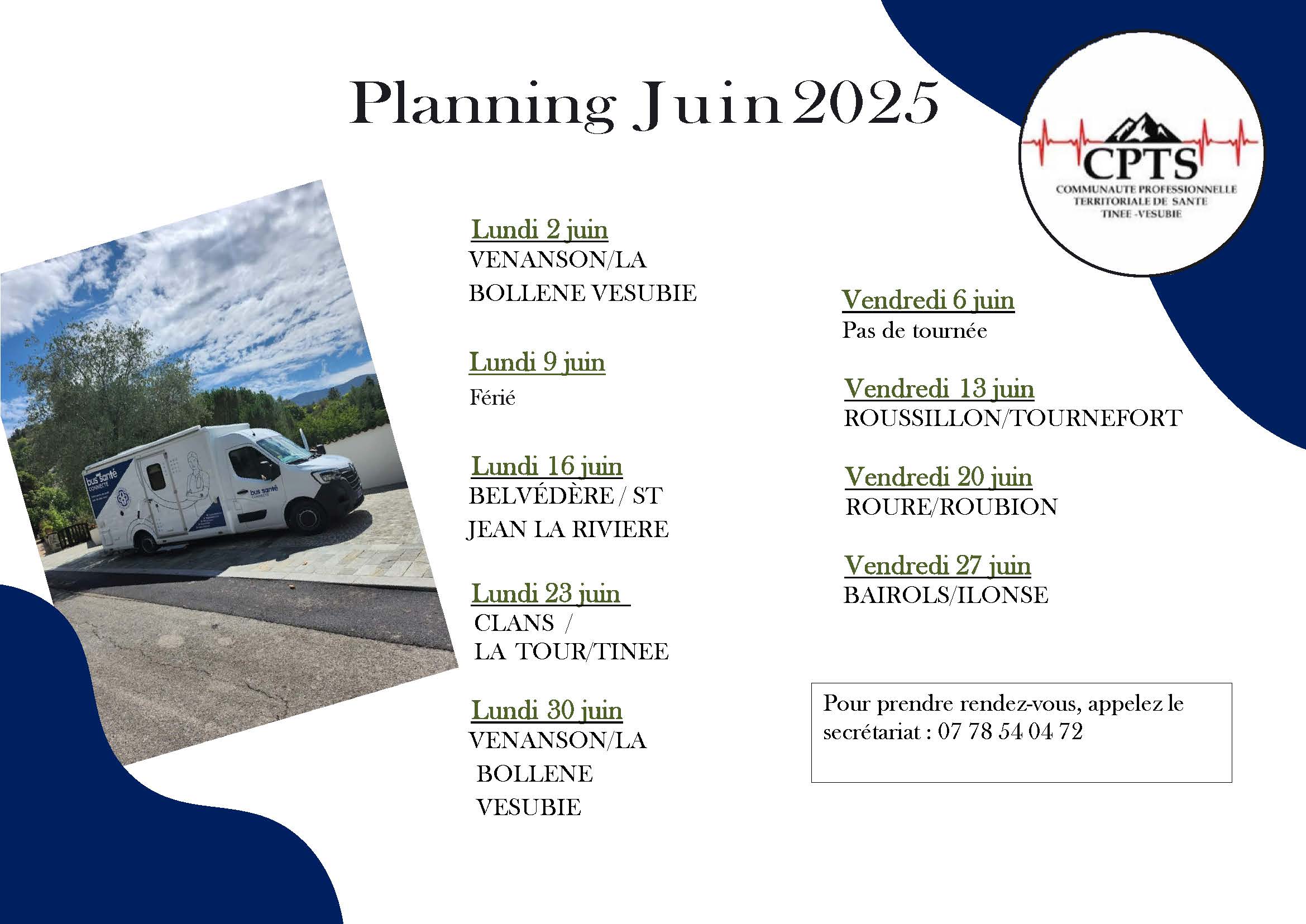planning Juin medicobus