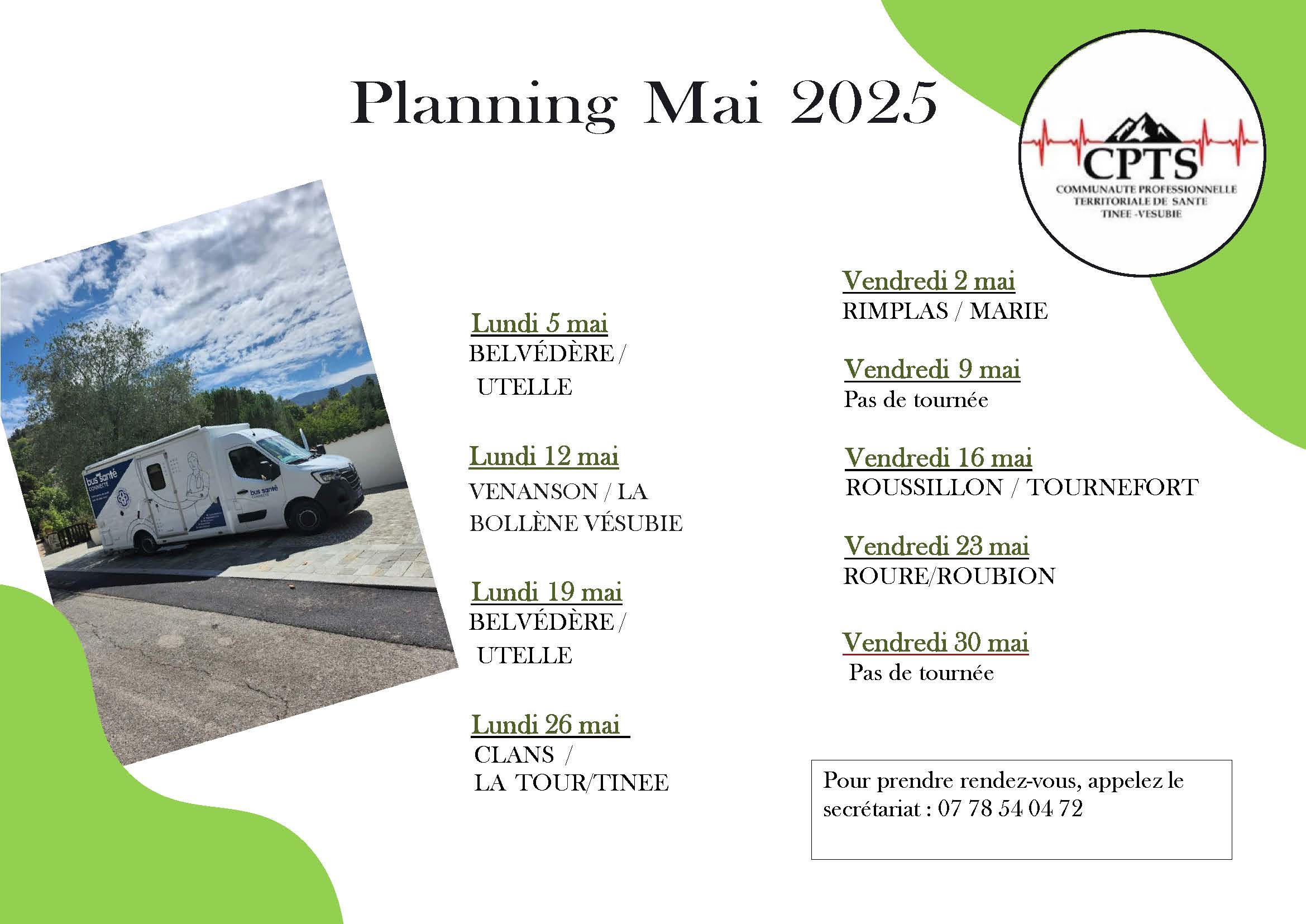Planning mai 2025 Mdicobus